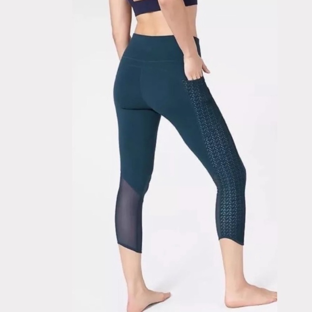 Athleta High Rise Mosaic Chaturangha Teal Leggings